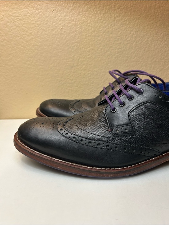 Ted Baker Black Leather Wingtip Oxfords Purple Bottoms stitching size 11 Men’s main image 6